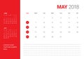 May 2018 desk calendar vector illustration Royalty Free Stock Photo