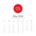 May 2018 desk calendar vector illustration Royalty Free Stock Photo