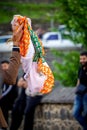 8 May 2022 Diyarbakir Turkey. People playing halay with drum and zurna on ten eyed bridge Royalty Free Stock Photo