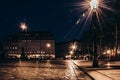 Neumarkt near The Frauenkirche in Dresden at night Royalty Free Stock Photo