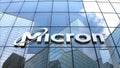 Editorial, Micron Technology Inc. logo on glass building.
