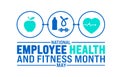 May is Employee Health and Fitness Month background template. Holiday concept. use to background, banner, placard, card, Royalty Free Stock Photo