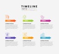 Business timeline infographic icons designed with 6 options multicolor Royalty Free Stock Photo