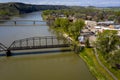 MAY 22, 2019, Fort Benton, Montana, USA - Historic Fort Benton, and Fort Benton Bridge, Montana, site of Lewis and Clark and the b Royalty Free Stock Photo