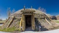 MAY 20, FORT MANDAN, NORTH DAKOTA, USA - Earth Lodge replica shown at Knife River Indian Village, the site where Sacagawea meets Royalty Free Stock Photo