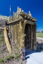 MAY 20, FORT MANDAN, NORTH DAKOTA, USA - Earth Lodge replica shown at Knife River Indian Village, the site where Sacagawea meets Royalty Free Stock Photo