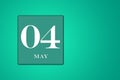 May 4 the fourthday of the spring month, frame on a green background Royalty Free Stock Photo