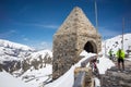 24 MAY 2019, Grossglockner Hohalpenstrasse, Austria. Building and bikers