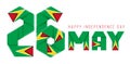 May 26, Independence Day of Guyana congratulatory design with Guyanese flag elements