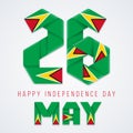 May 26, Independence Day of Guyana congratulatory design with Guyanese flag elements. Vector illustration