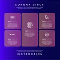 Corona virus instruction timeline infographic Royalty Free Stock Photo