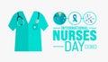 12 May is International Nurses Day background template. nurse dress, medical instrument, medicine,