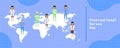 12 may. international nurses day. female doctor group stand on earth map different mark point country. vector illustration ep10