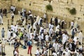 10 May 2018 Jewish men in prayer shawls and phylacteries pray fervently toward the traditional holy place at the western wall i