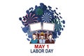 May 1, Labour day mayday flag vector Illustration.