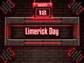 12 May, Limerick Day , Neon Text Effect on Bricks Background Royalty Free Stock Photo