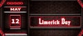 12 May, Limerick Day, Neon Text Effect on bricks Background Royalty Free Stock Photo