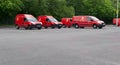 25 May 2020 - London, UK: Five Royal Mail delivery vans in car park