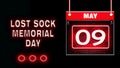 09 May, Lost Sock Memorial Day, Neon Text Effect on black Background Royalty Free Stock Photo