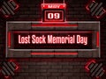 09 May, Lost Sock Memorial Day , Neon Text Effect on Bricks Background Royalty Free Stock Photo