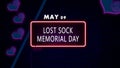 09 May, Lost Sock Memorial Day, Neon Text Effect on bricks Background Royalty Free Stock Photo