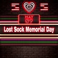 09 May, Lost Sock Memorial Day, Neon Text Effect on bricks Background Royalty Free Stock Photo