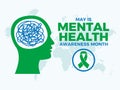 May is Mental Health Awareness Month poster vector illustration Royalty Free Stock Photo