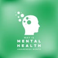 May is Mental Health awareness month. Human head icon. Blurred background. Vector illustration, flat design Royalty Free Stock Photo
