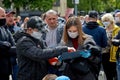 May 24 2020 Minsk Belarusian people walk down the street