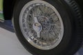May 2022 Modena, Italy: Ferrari retro car wheel and tire close-up. Ferrari details