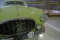 May 2022 Modena, Italy: Green retro Ferrari car in the Ferrari Museum close-up