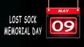 May month day 9, Lost Sock Memorial Day . Neon Text Effect on Black Background Royalty Free Stock Photo