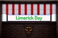 May month special day. Limerick Day , Neon Text Effect on Bricks Background Royalty Free Stock Photo