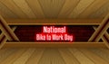 May month special day. National Bike to Work Day, Neon Text Effect on Bricks Background
