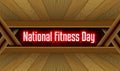 May month special day. National Fitness Day, Neon Text Effect on Bricks Background