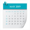 May 2019 monthly calendar vector illustration