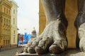 May morning walk, view from Portico of the new Hermitage to the Palace Square Royalty Free Stock Photo