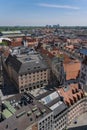 22 May 2019 Munich, Germany - panoramic view of Munich from Peterskirche tower St. Peter`s Church