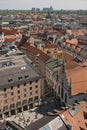 22 May 2019 Munich, Germany - panoramic view of Munich from Peterskirche tower St. Peter`s Church