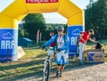 May 26-27, 2018 Naliboki,Belarus All-Belarusian amateur marathon Naliboki A man is riding a bicycle on the road