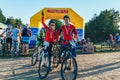 May 26-27, 2018 Naliboki,Belarus All-Belarusian amateur marathon Naliboki A man is riding a bicycle on the road