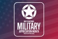 May is National Military Appreciation Month. Holiday concept. Template for background, banner, card, poster with text