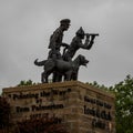 MAY 2019, NEBRASKA CITY, NE USA - Statue of Lewis Clark and Seaman the dog at Missouri River Basin Lewis and Clark Center