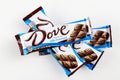 May 4, 2021. New York. Bars of Dove silky smooth milk chocolate