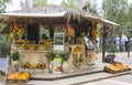 An outdoor fruit bar selling squeezed or pressed fruit and vegetable drinks at the Yardenit baptismal Centre on the River Jordan