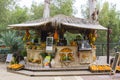 An outdoor fruit bar selling squeezed or pressed fruit and vegetable drinks at the Yardenit baptismal Centre on the River Jordan