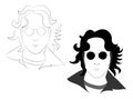 MAY 25 2018. Hand drawn illustration of John Lennon,editorial use