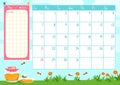 May page calendar template organizer 2023 year with jar honey bee event planner diary spring memo