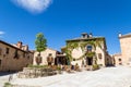 May 2019, Pedraza, Castilla Y Leon, Spain: tourists in a small square behind Plaza Mayor.