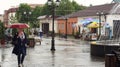 May rain in the pedestrian street of Nalchik.